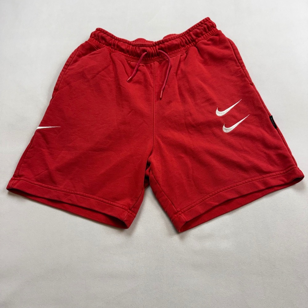 Nike Backward and Double Swoosh French Terry Shorts Mens Small Red CJ4882-657